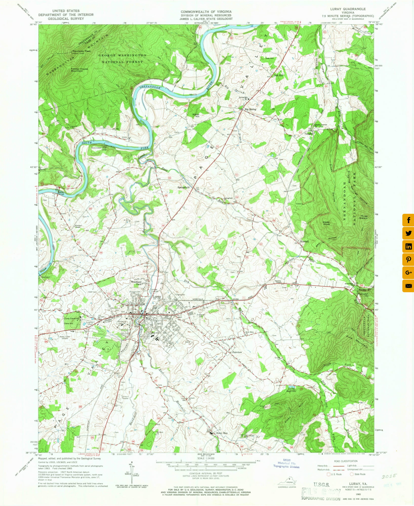 Luray, Virginia quadrangle