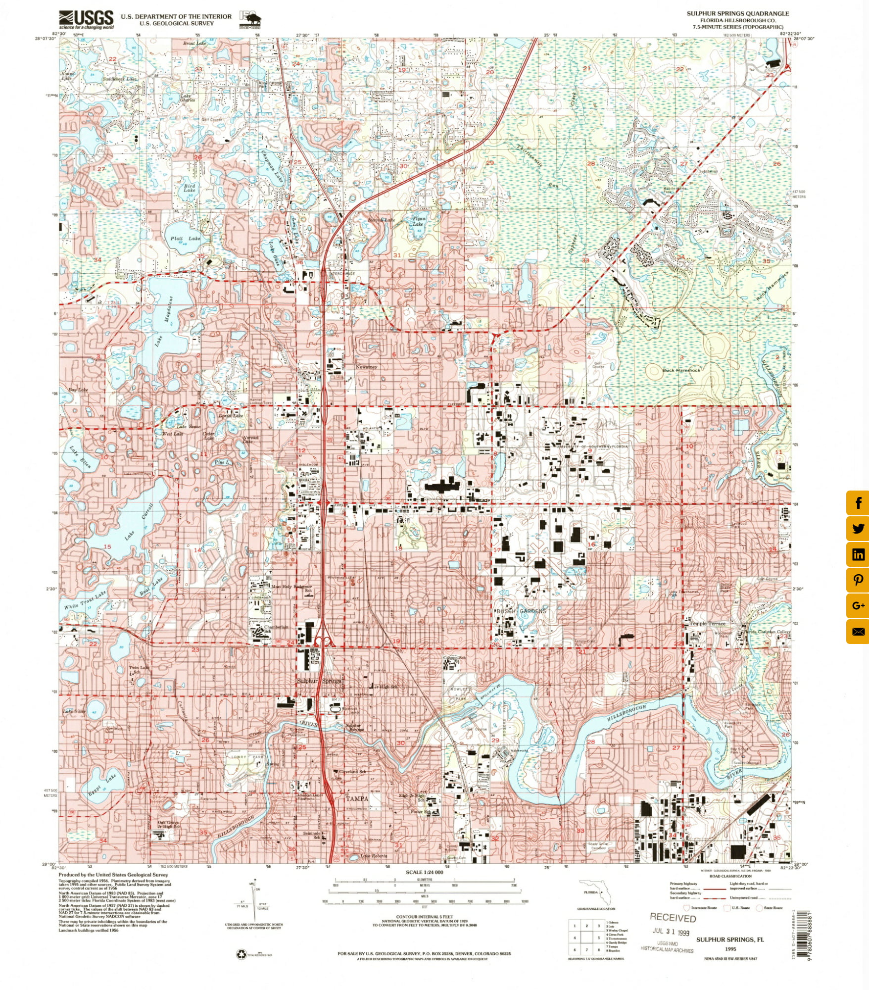 Sulphur Springs, Hillsborough County, Florida quadrangle