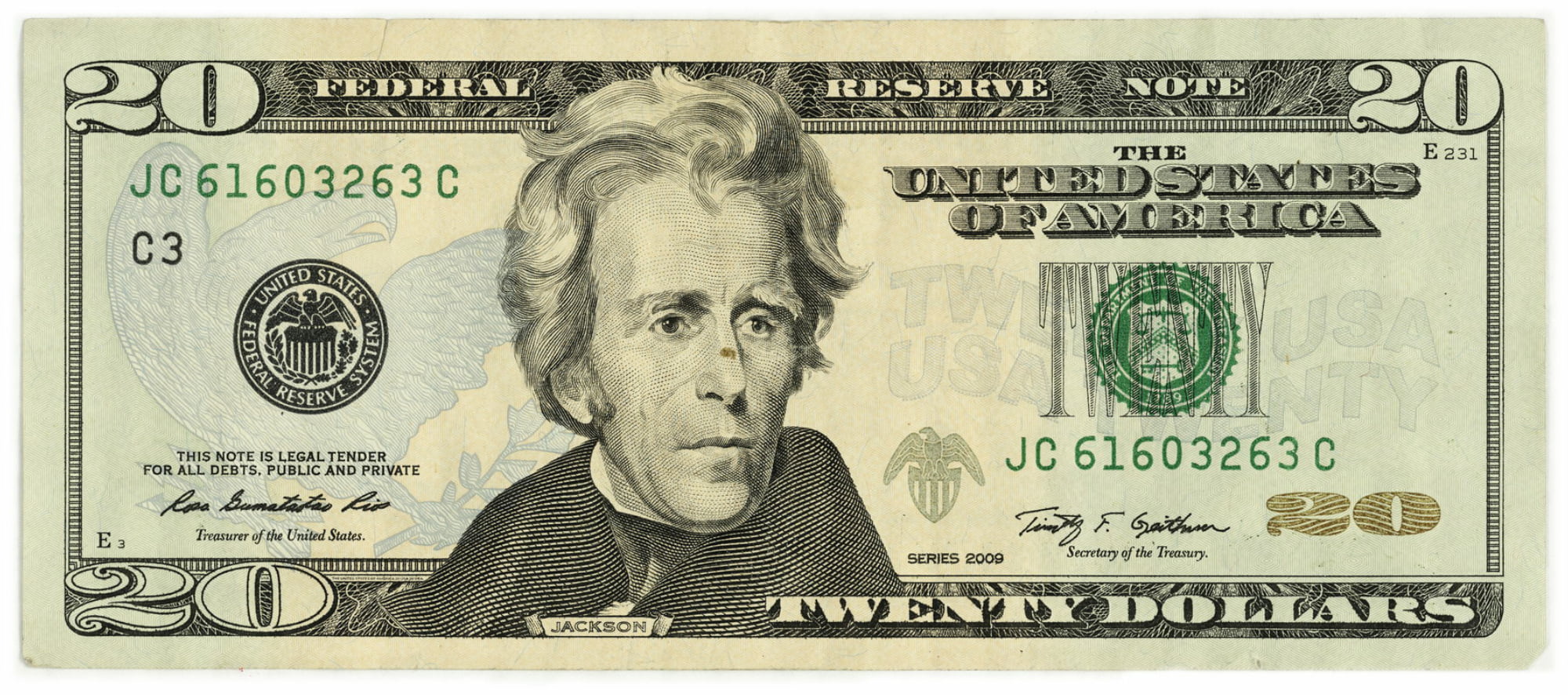 United States Twenty Dollar Bill
