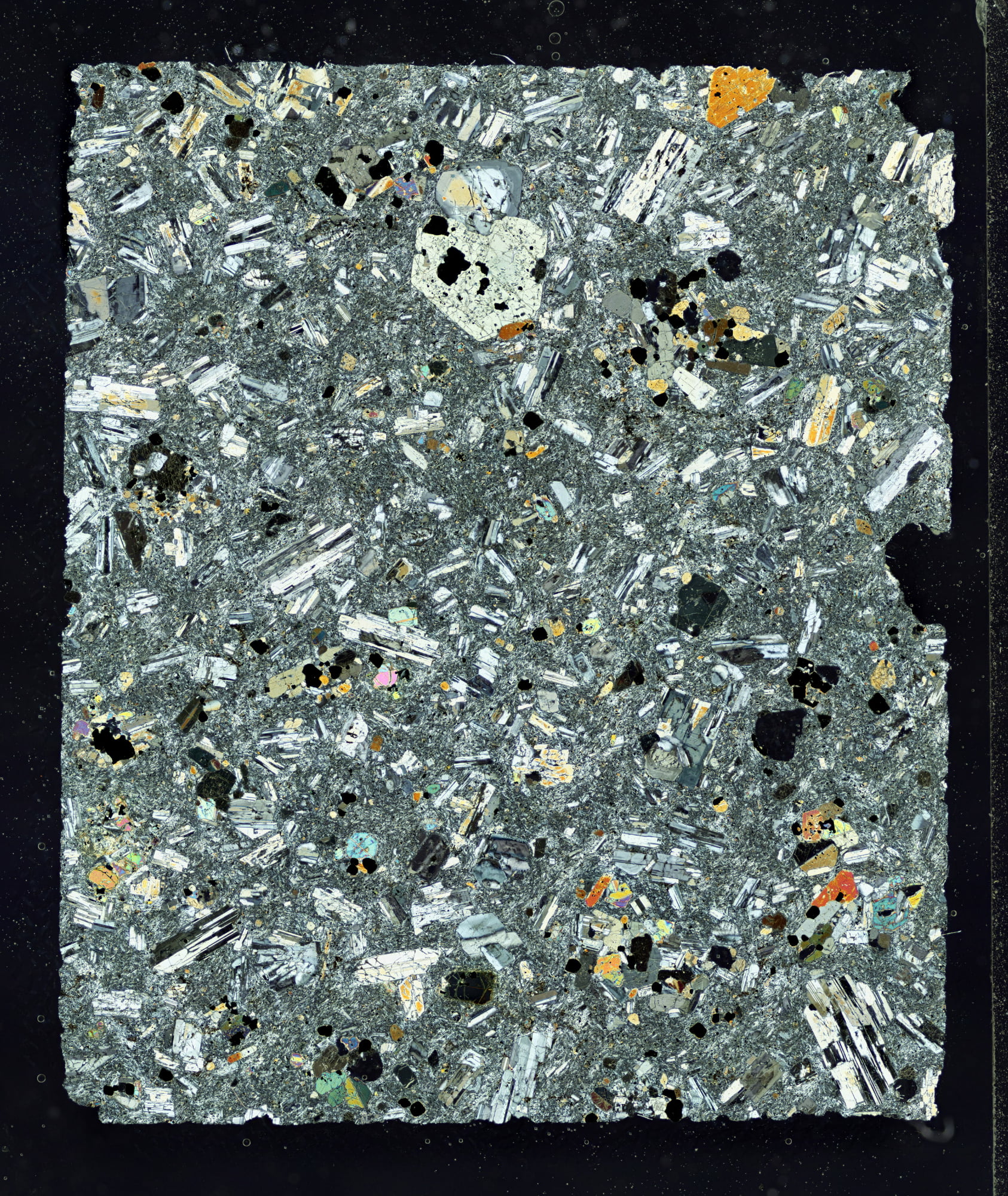 Andesite 5X Thin Section Cross Polarized