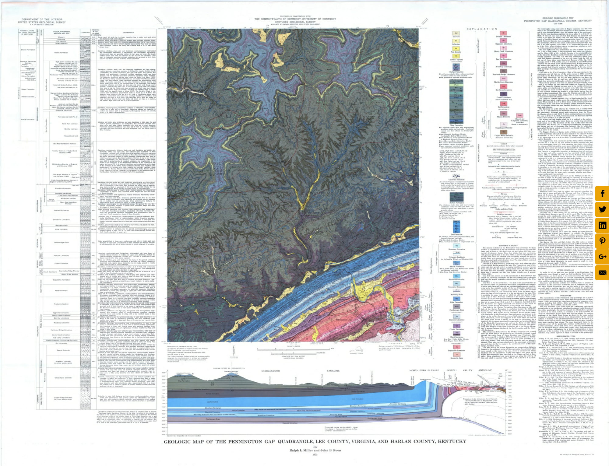 Geologic Map of the Pennington Gap Quadrangle, Lee County, Virginia and
