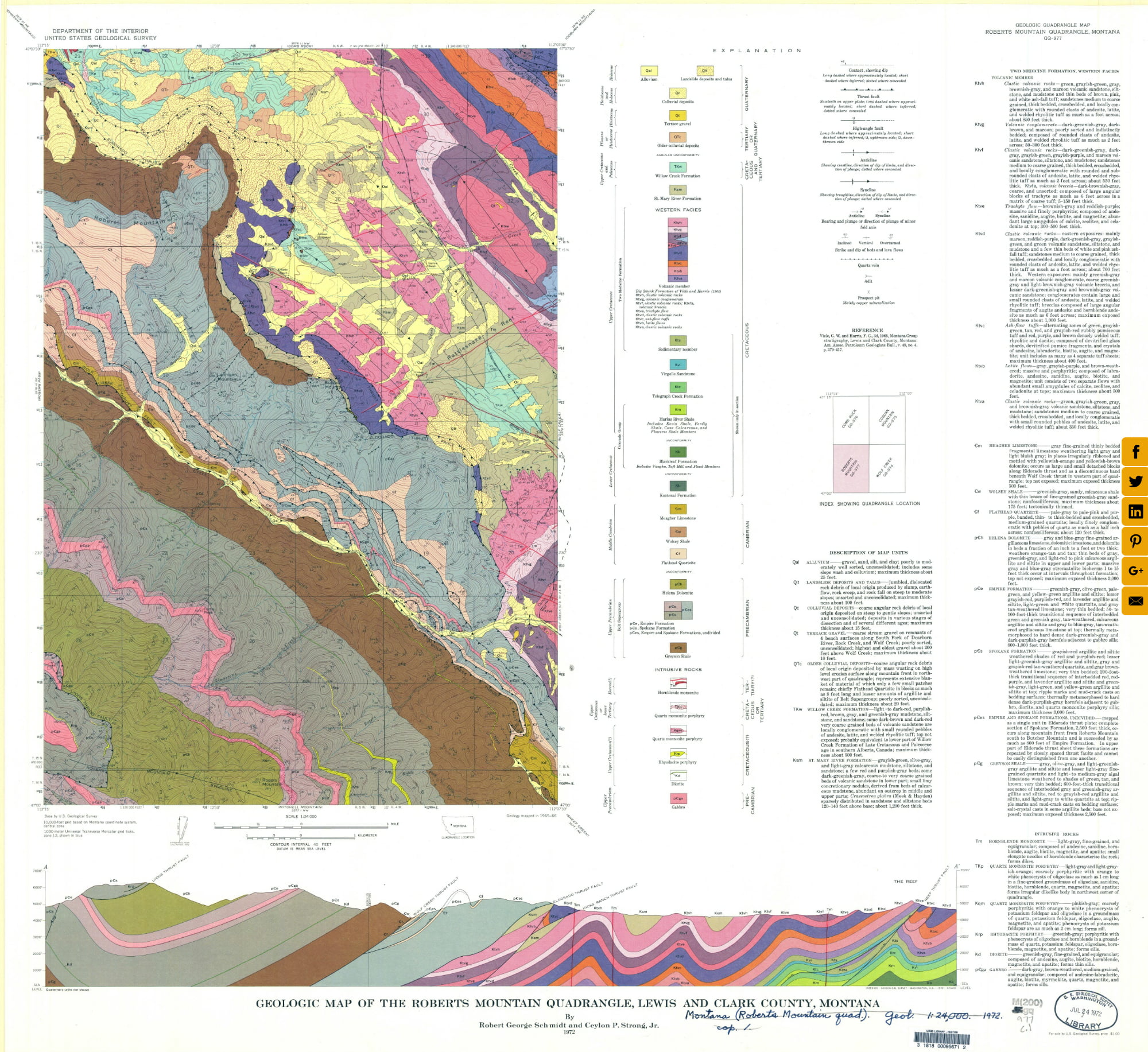 Geologic map of the Roberts Mountain quadrangle, Montana