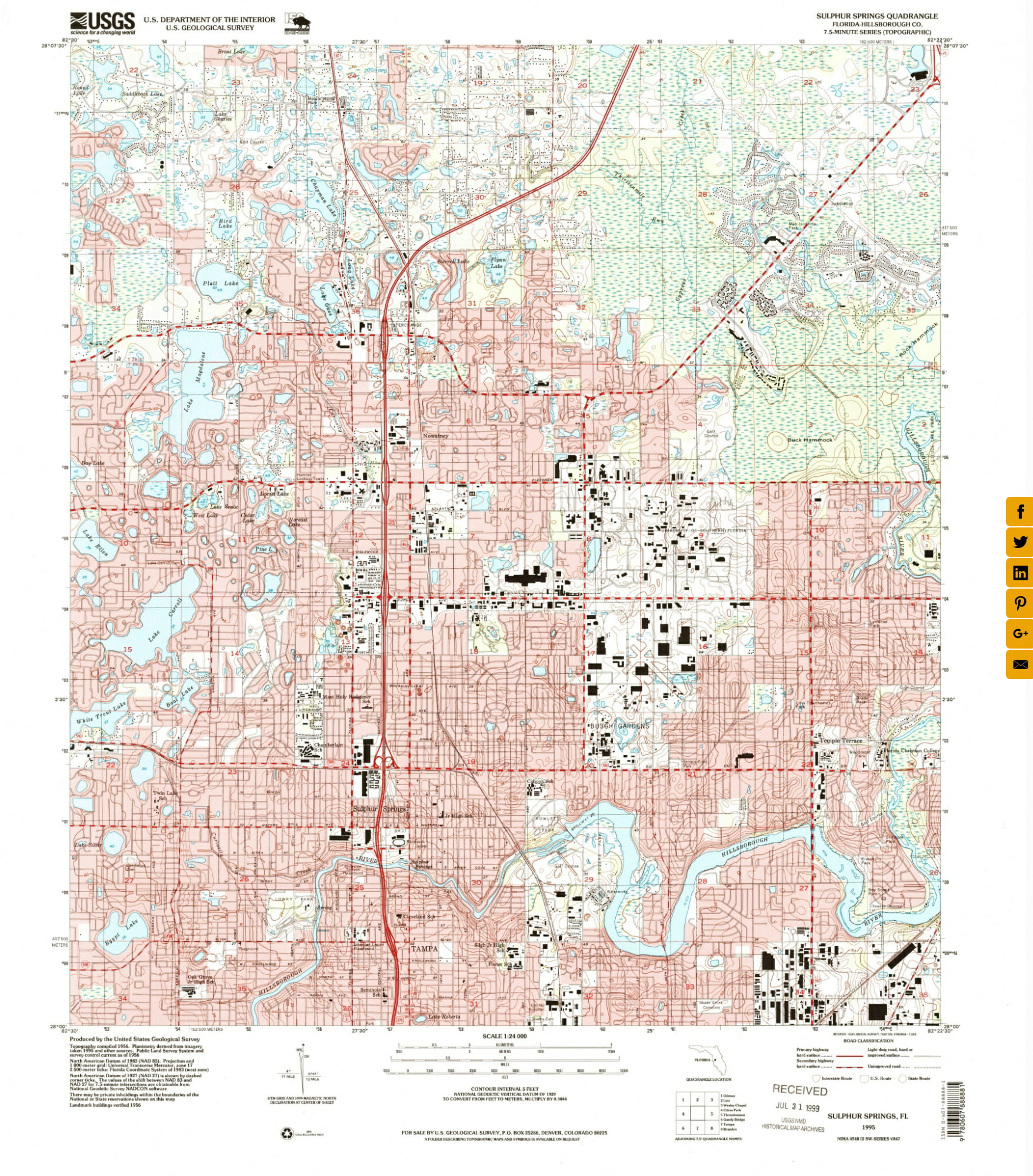 Sulphur Springs quadrangle, Florida topographic map