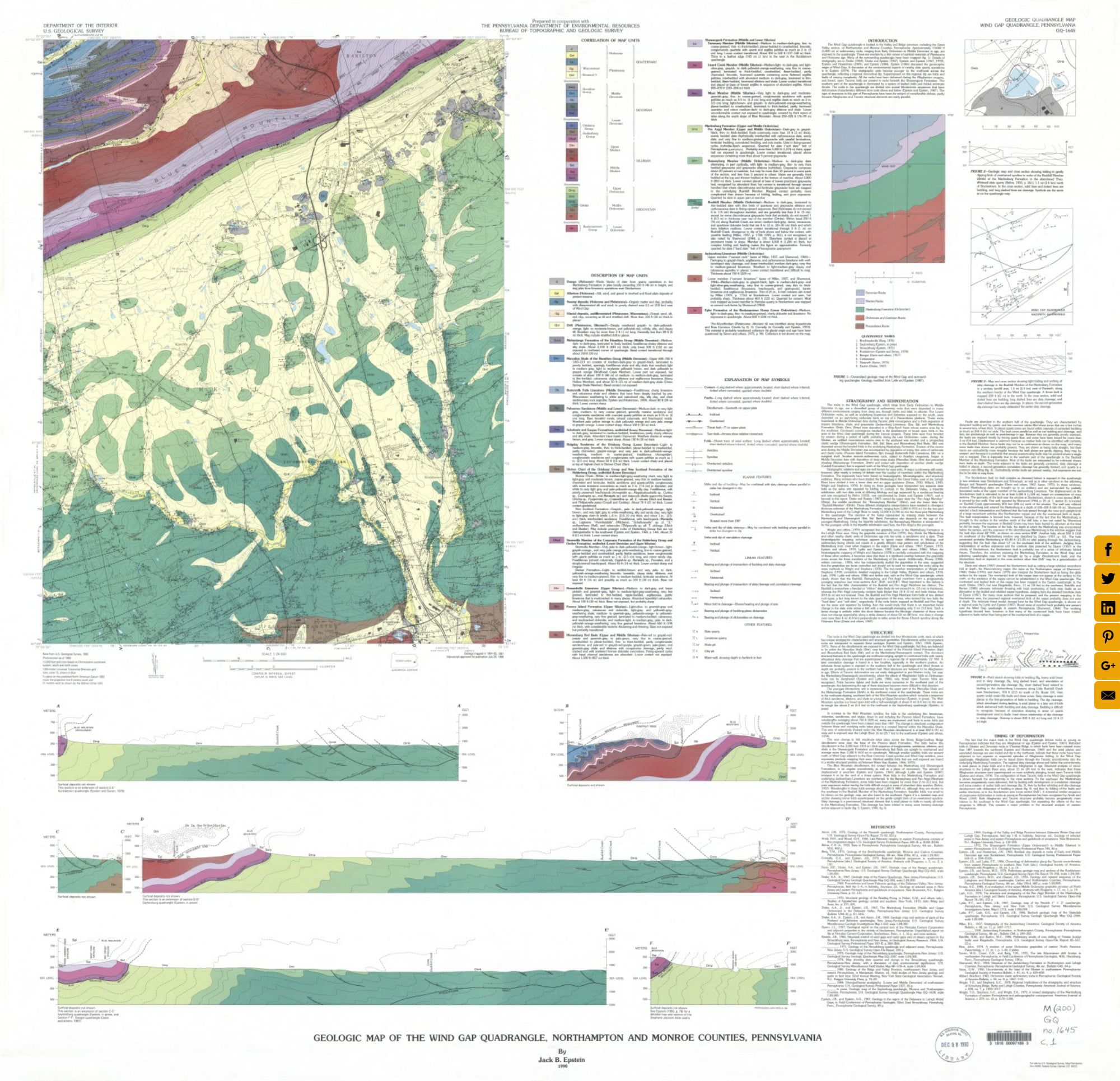 Geologic Map of the Wind Gap Quadrangle, Northampton and Monroe