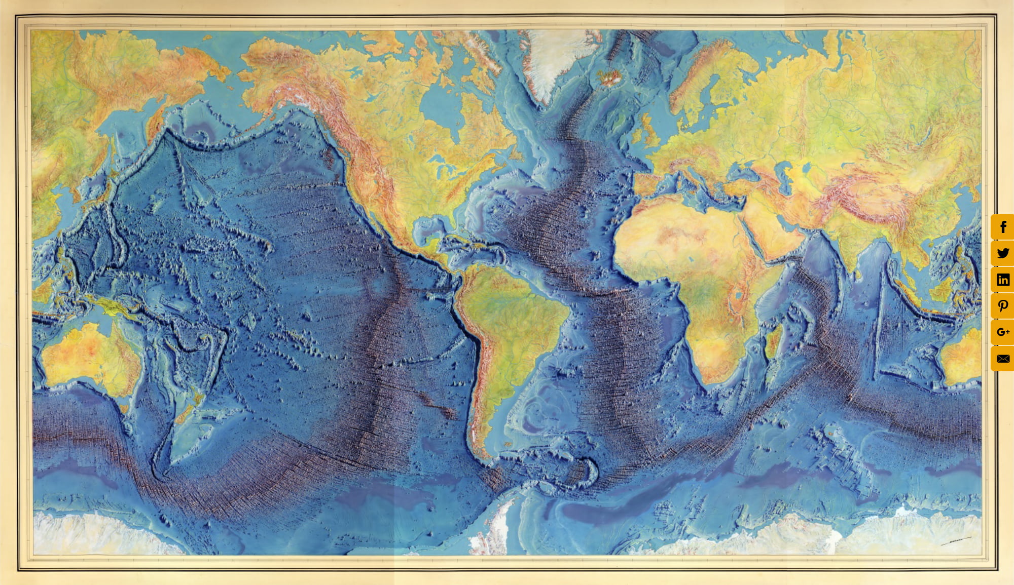 Manuscript Painting Of Heezen Tharp World Ocean Floor Map By Heinrich   HyCyREEXSqPI7ho4 Reference 