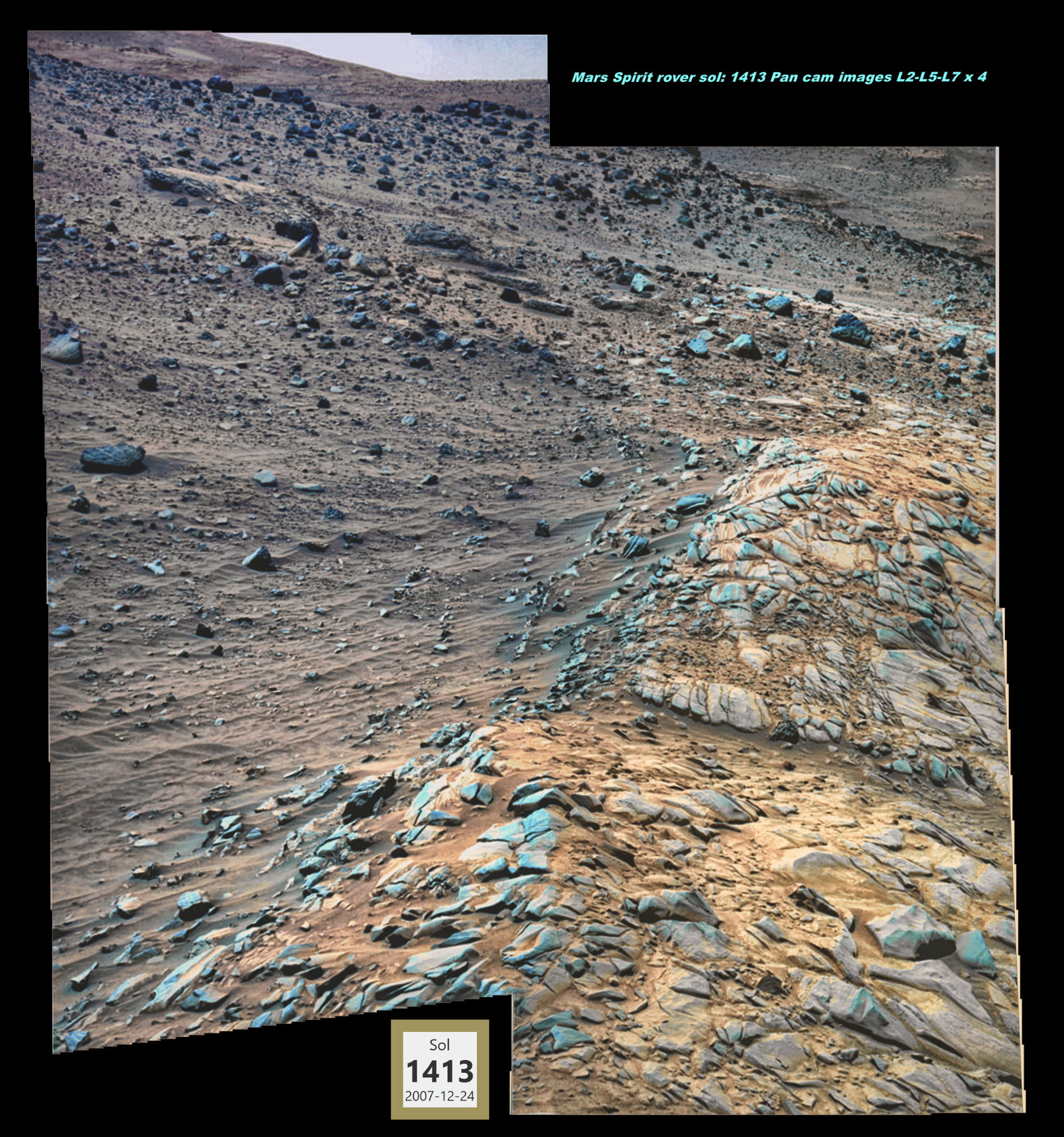 Spirit rover sol 1413 Pan cam