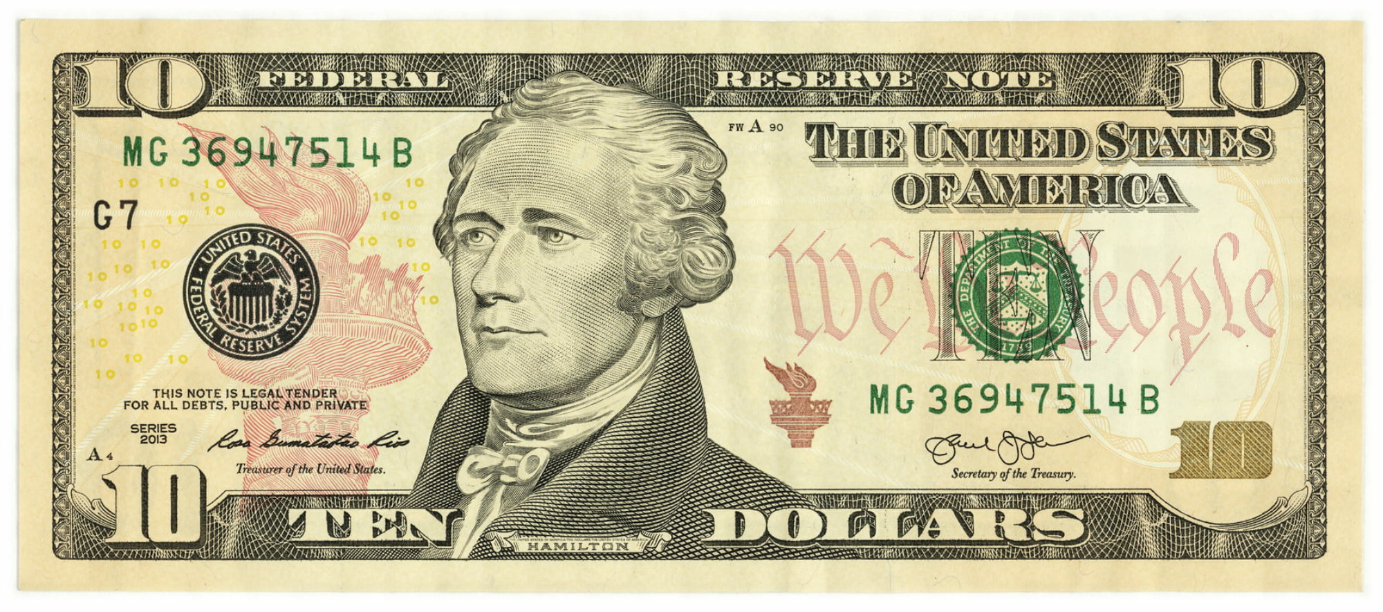US 10 Dollar Bill