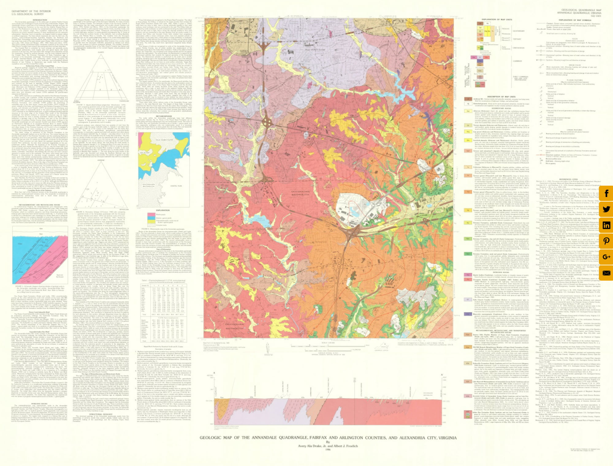 Geologic Map of the Annandale Quadrangle, Fairfax and Arlington